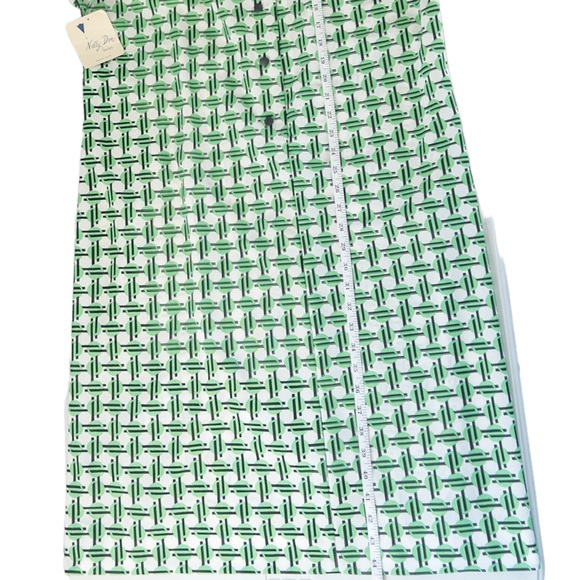 NWT Vintage 70s Geometric Print Green Black White A-line Shirt Dress Size 20.5 - Picture 16 of 16